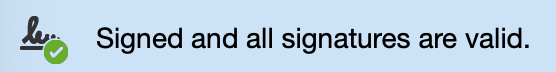 Adobe Acrobat showing a valid signature Valid Signature